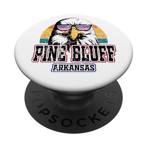 Pine Bluff Arkansas USA Bandera Americana Regalos Hombres Mujeres Niños PopSockets PopGrip Intercambiable