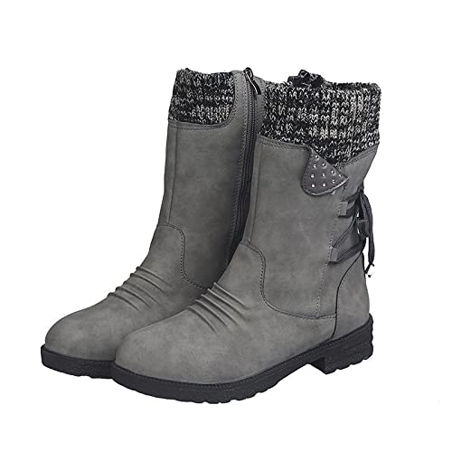 YAOJIWANG Botas Mujer Invierno 2024 Cuña Altas Cuero Zapatos de Plataforma Cremallera Lateral Hebilla Botas Serraje Botines Urbano Fiesta Oficina Ankle Boots Trekking Aire Libre Exterior Original