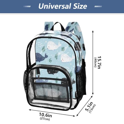 Jucciaco PVC Backpacks Whale Fish Underwater Girls Boys Large Clear Decor Transparent Backpack School See Through Bookbag Waterproof Fashion Activities Learning Work And Travel Bag - Image 4