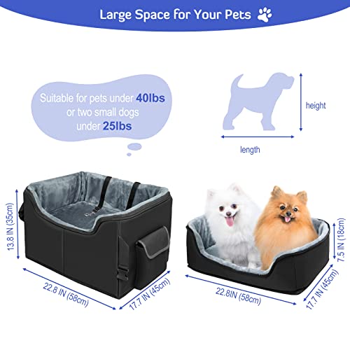 INFANZIA Dog Car Booster Seat, Elevated Pet Car Seats for Medium or 2 Small Dogs with Storage Pockets, Washable Lookout Puppy Travel Car Seat with Safety Leash for Front Back Seats - Image 4