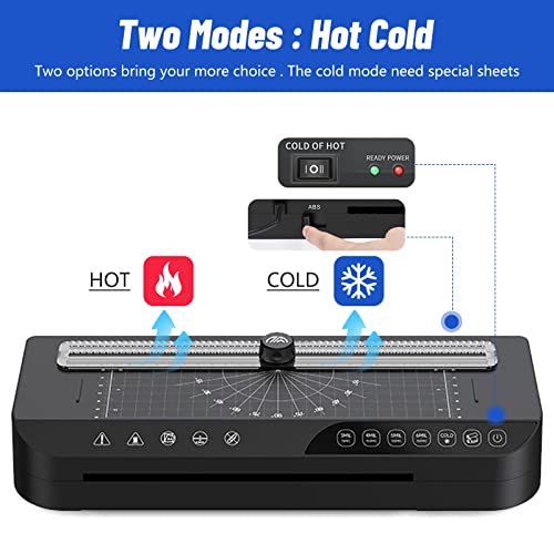 Laminator Machine, A4 / A5 / A6 Laminating Machine With 30 Plastic Sealing Film Cold And Hot System Trimmer Punch And Corner Rounder For Home Office(American Standard) #TOP3