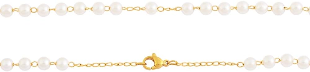 Edforce Stainless Steel Heart and Pearl Rosary with Cross, 29.5 inch - Image 7