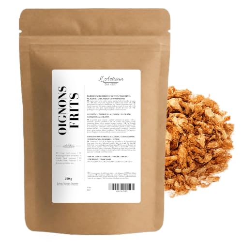 Oignons Frits Croustillants -250g- Garniture Dorée et Savoureuse – Texture Croquante & Goût Intense – Idéal Burgers, Salades, Hot Dogs, Plats Asiatiques & Cuisine du Quotidien – Sachet Refermable