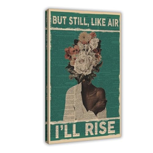 Poster féministe I Will Rise cadeau inspirant toile empowerment femmes