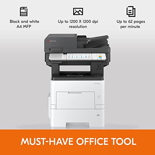 Kyocera Ecosys Ma6000Ifx All-In-One Monochrome Laser Printer (Print/Copy/Scan/Fax), 62 Ppm, Up To Fine 1200 Dpi, Gigabit Ethernet Hypas Capable, 7 Inch Touchscreen Panel, 512 Mb #TOP1