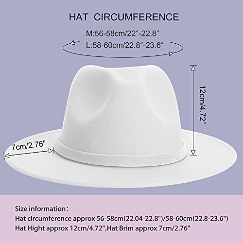 Image of Wide Brim Fedora Hats for Women Mens Felt Fedora Hats With Belt Buckle