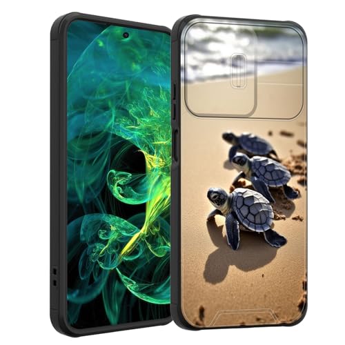 smauncucn for Moto G 5G 2025 Case with Slide Camera Cover,Heavy Duty Dual Layer Hybrid Shock Proof Protective Rugged Bumper Case for Motorola Moto G 5G 2025 6.7 inch,Beautiful Sea Turtle Beach