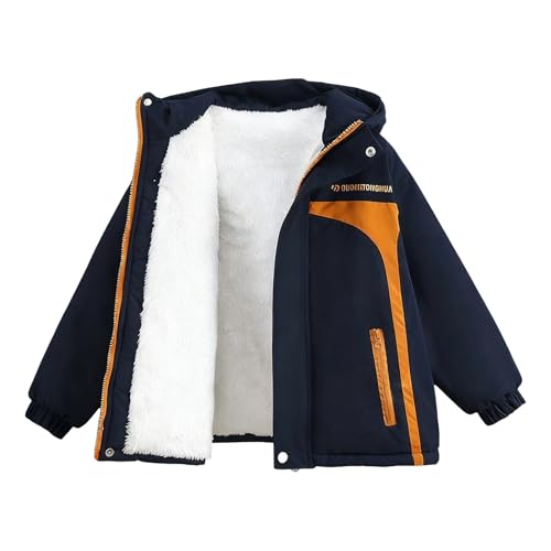 Chaqueta de invierno para niño con forro polar, aislante térmico, resistente al viento, para clima frío, forro cálido, con, marine, 12-15 años