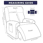 Recliner Slipcover-Stretch Soft Slip Reclining Chair Slipcovers 4-Pieces Furniture Protector for Recliner with Pocket Fitted Sofa Couch Cover Lazy Boy Chair Cover - Image 5