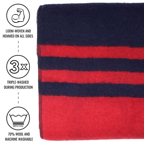 Image of Arcturus Rainier Wool Blanket - Warm, Heavy, Washable, Bed Blanket | Great for Home & Camping (Lava Canyon, Queen)