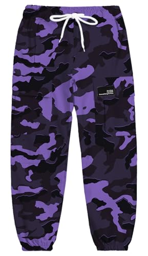 Image of Cromoncent Girls & Womens Camo Print Cargo Pants Outdoor Lightweight Jogger Baggy Pants, 6 Years - XX-Large