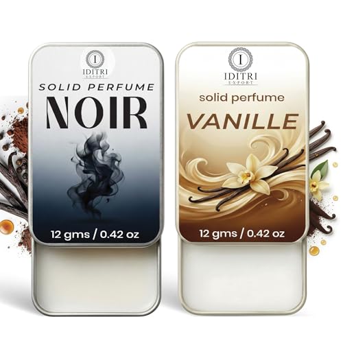 Image of IDITRI EXPORT Solid Perfume |Vanille&Noir Alcohol Free Wax Perfume Balm, Long Lasting | Pocket Tin 12g, Pack Of 2| Non Greasy Smooth Glide, Travel Friendly Men And Women