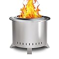 Verdeluxe Smokeless Fire Pit,22 Inch Stainless Steel firepit, Outdoor Wood Burning Fire Pit with Cover for Outside Backyard Patio Garden Camping Bonfire