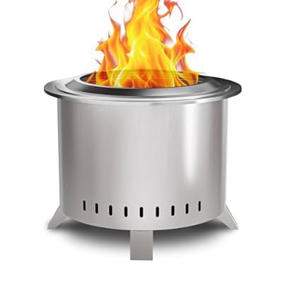 Verdeluxe Smokeless Fire Pit,22 Inch Stainless Steel firepit, Outdoor Wood Burning Fire Pit with Cover for Outside Backyard Patio Garden Camping Bonfire