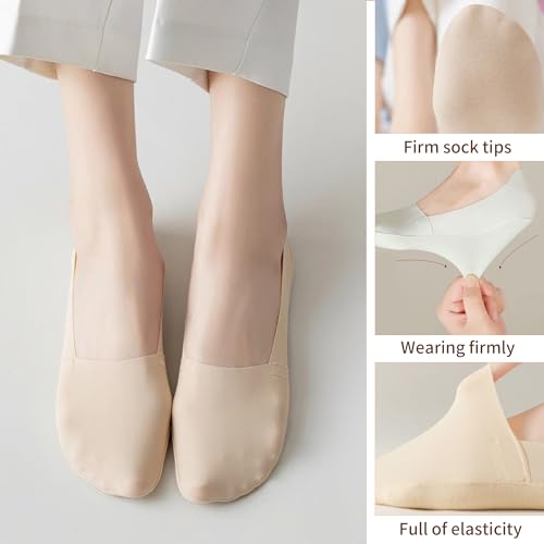 Image of 4pairs No Show Anti-Slip Ice Silk Socks Invisible Breathable Socks Low Cut Liner Hidden Sock for Women