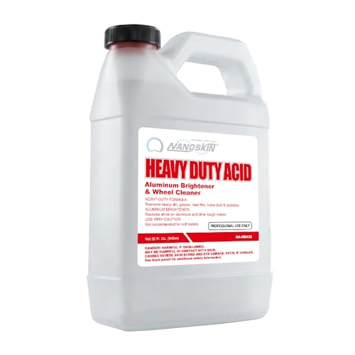 Nanoskin Heavy Duty Acid Aluminum Brightener & Wheel Cleaner 32 Oz. For Professional Use Only | Industrial Cleaning Chemical for Degreasing Oxidation Removal & Aluminum Surface Brightening