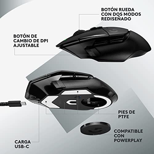 Miniatura 5 de Logitech G G502 X Lightspeed Ratón Inalámbrico Para Gaming - Ratón Óptico Con Interruptores Óptico-Mecánicos Híbridos Lightforce, Sensor Hero 25k, Compatible Con Pc - Macos Windows - Negro