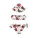 Geagodelia 3 Pezzi Costume da Bagno Neonata Bambina Bikini Set Estivo Stampa Floreale/Gelato Costumi Mare Bimba Beachwear con Fiocco Carino Elegante (Rosso, 12-18 Mesi)