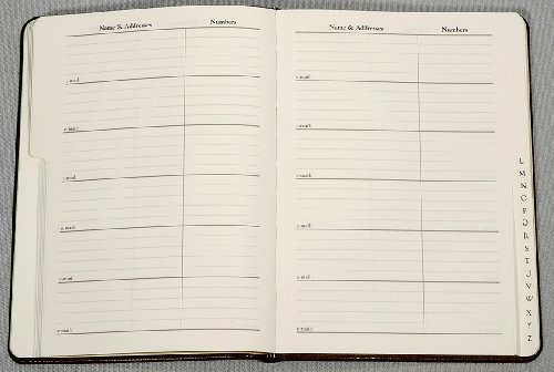 Graphic Image 7 Inch Leather Bound Desk Address Book, Genuine Calfskin Leather, 1,400 Entries, Black #TOP3