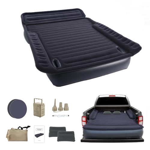 JESTMOTOR Camping Pickup Truck Bed Air Mattress for 5.5-6.5FT, Full Size Self Inflating Air Mattress Queen with Built in Pump - Portable for Home,Truck Tent Accessories,with Trave Carry Bag