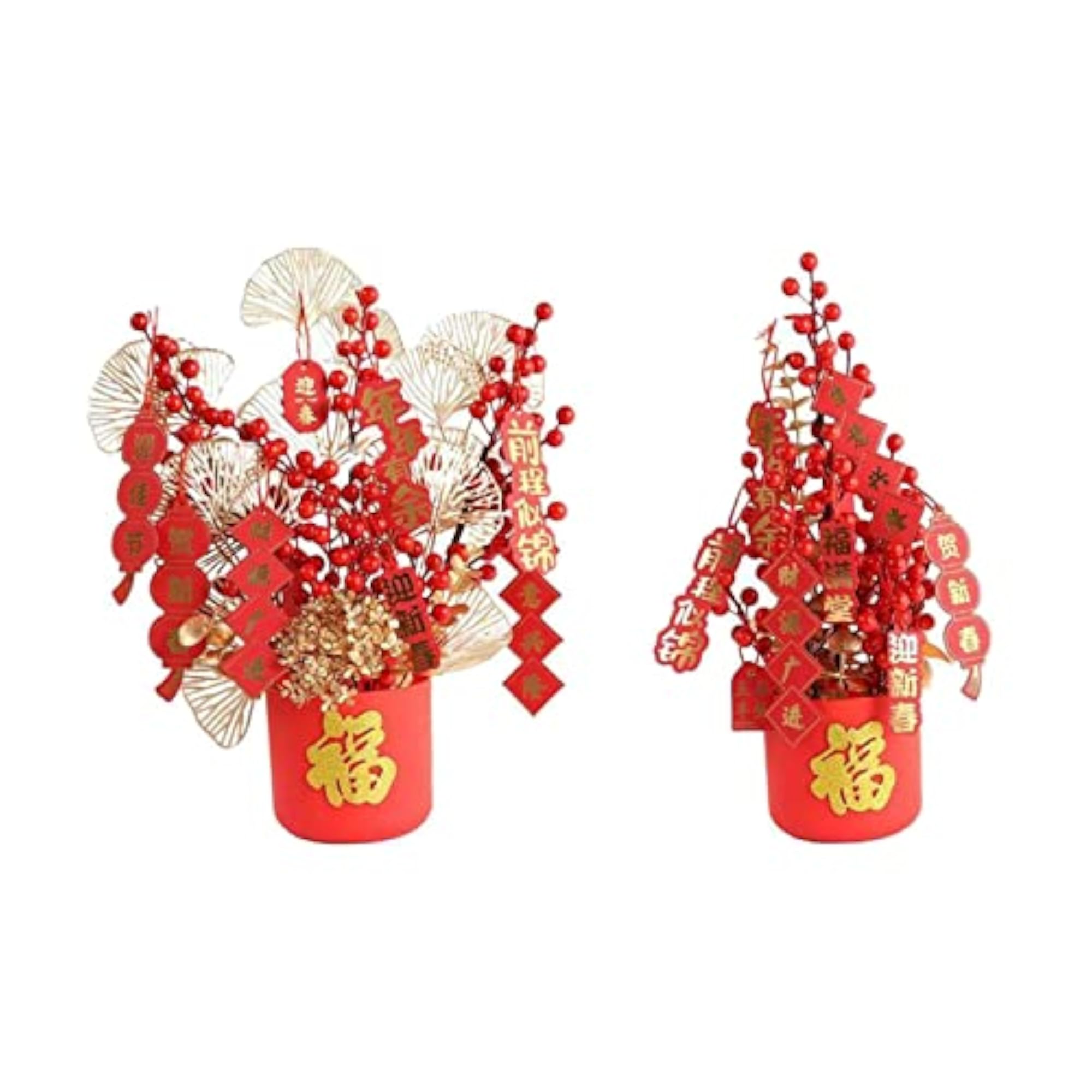 Chinese New Year Bucket Ornament Artificial Flower Style C