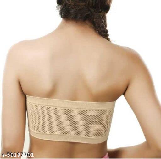 Image of Gozzby Womens & Girls Full Coverage Stylish Bandeau Non Padded Cotton Seamless Tube Bra