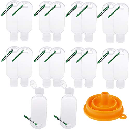 18pcs Travel Bottles with Keychain Hook Bottle, 2oz/50ml Flip Plastic Bottle Empty Refillable Containers (Green)