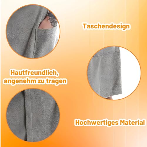 JazRvr Saunakilt Herren, Saunakilt, Sauna Kilt Männer, Saunahandtuch Herren, 60 X 150 cm, Baumwolle, Komfortabel Atmbar, Feuchtigkeitsabsaugend, Elastisch Und Frei Einstellbar (Grau)