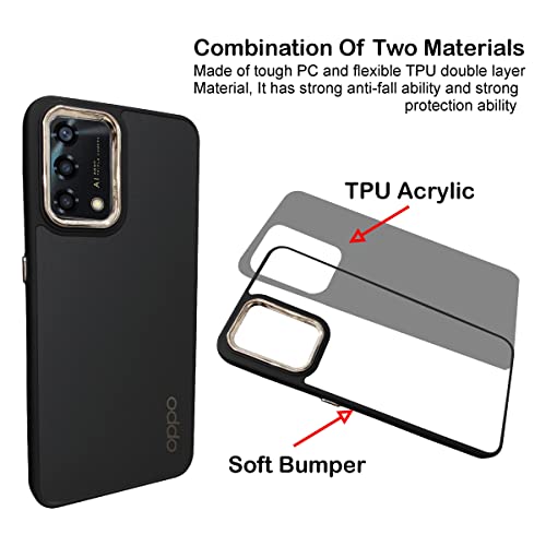 Image of A rtistque Frosted Translucent Back Cover Case for Oppo F19 / F19s | Electroplated Chrome Ring | Raised Camera Edges for Protection | Smooth Sides TPU - Black