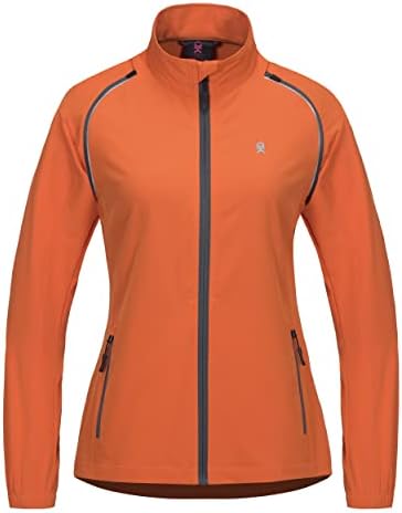 Little Donkey Andy Women's Quick-Dry Running Jacket Convertible UPF 50+ Cycling Jacket Windbreaker with Removable Sleeves Orange Size M