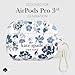 Kate Spade New York AirPods Pro 3 Protective Case with Keychain Ring Clip - Flowerbed Blue, Compatible with AirPods Pro 3rd Generation