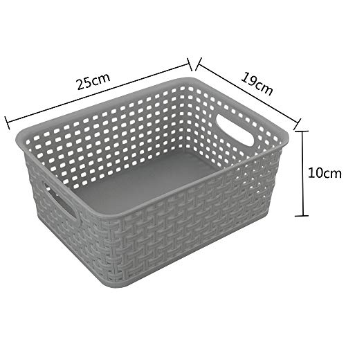 Cadineer 6-pack Plastic Grey Rattan Storage Basket Small Weave Basket Box - Image 6