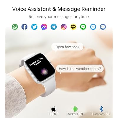 Smart Watch for Women Men (Answer/Make Call), Fitness Tracker, 1.83 HD Screen with 24-Hour Heart Rate/Sleep Monitor, IP68 Waterproof, 130+ Sports Modes, Smartwatch for Android iOS, White