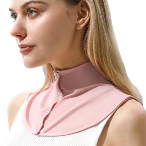 WAXCMXYH Protector solar para el cuello de seda de hielo para mujeres y hombres, protección UV, bufanda con botón, rosa, Talla única