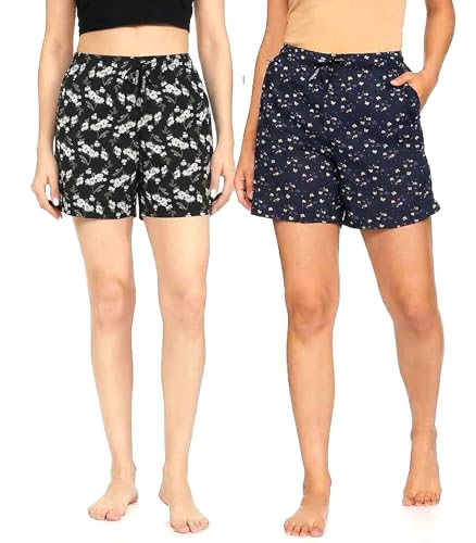 Image of Van Heusen Women's Cotton Lounge Shorts | Lightweight | Breathable Cotton | Relaxed fit | Printed | Comfortable Everyday Wear | Style 55501|Available in Pack of 1 & 2