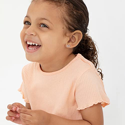 925 Sterling Silver Crown Princess Cubic Zirconia Safety Screw Back Locking Earrings for Toddlers, Little Girls & Preteens - Polished and Elegant Royal Earrings for Your Little Princess2