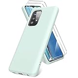 Vansdon Funda Compatible con Samsung Galaxy A52S 5G/ A52 4G/ 5G, 2 Unidades Protector Pantalla Cristal Templado, Silicona Líquida Gel Ultra Suave Funda- Menta