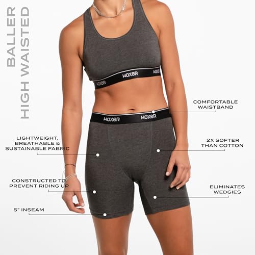 Image of Woxer Womens Baller 5 inch High Waisted Boy Shorts Underwear - Seamless Boxer Briefs, Boyshort Panties, No Show Women's Boxers