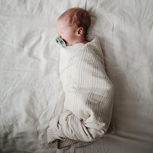 Image of mushie Muslin Baby Swaddle Blanket | 100% Organic Cotton (Retro Stripe)
