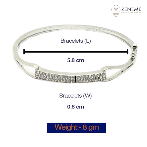 Rhodium-Plated American Diamond Studded Kada Bracelet (Design4)