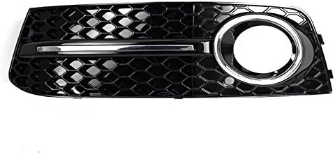 for Audi A4 B8 Honeycomb Front Bumper Fog Light Grille Covers Glossy Black