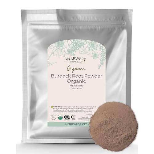 Starwest Botanicals Burdock Root Powder Organic - Natural Loose Herb for Tea Rice Soup & Stews Certified Kosher Non-GMO - Bulk 1 lb Bag