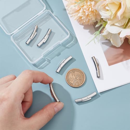 UNICRAFTALE 6 Sets Column Bayonet Clasps 304 Stainless Steel Bayonet Clasps 3mm Hole Leather Cord End Connectors for Bracelets Necklaces Buckle Jewelry Making, Stainless Steel Color by UNICRAFTALE - Image 2
