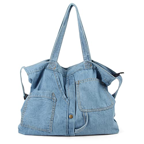 Ynport Crefreak Sacs à Bandoulière en Jean pour Femme, Sacs à Bandoulière Décontractés pour école, Bureau, Voyage, Bleu Cover