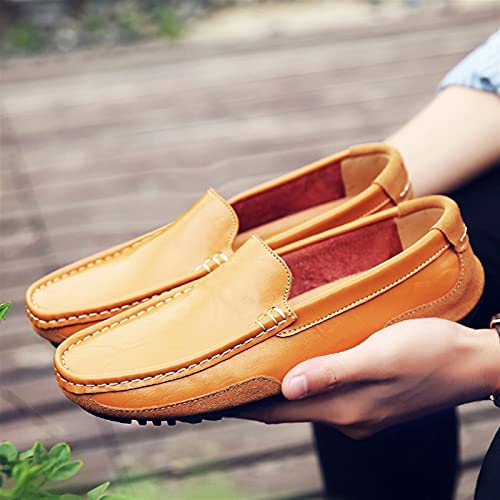 Mens Loafers Genuine Leather Round Toe Stitching Details Comfortable Slip Resistant Lightweight Anti-Slip Flexible Driving Casual Slip-on2