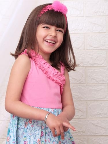 Image of Nautinati Baby Girls Strap Sleeve Fit & Flare Frock | Age 0-3 Years