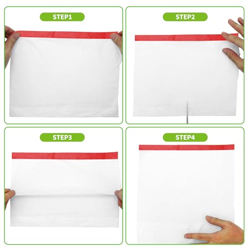 Image of Pre-Taped Masking Film Plastic Cover PE Film Masking Paper 1 Pc 2500x90cm / 82.02ftx35.43 inch White Red