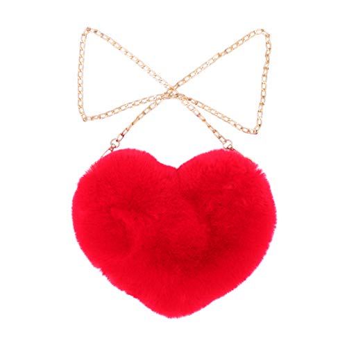 FENICAL Womens Handbags Cellphone Purse Plush Heart Shaped Crossbody Bag with Chain Cute Fluffy Shoulder Bag for Women Ladies - Red Women Handbags (B0816NSPL8) Amazon Price History, Amazon Price Tracker