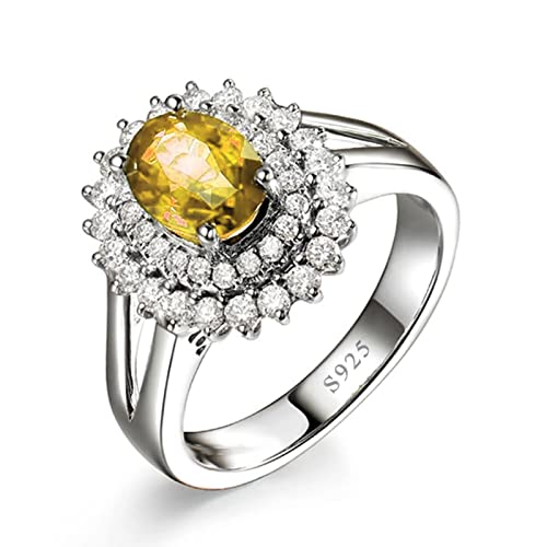 Bague Argent Sterling avec zirconium jaune ovale étincelant Daesar