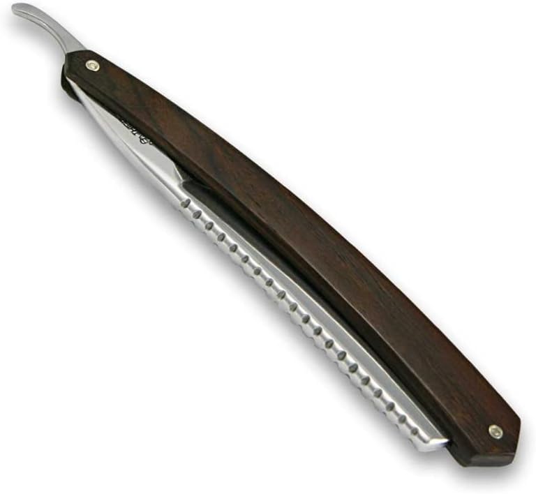 6/8 Actiforge Razor in Cocobolo Wood Chiselled decoration point on the back of the blade with mahogany box direct from France